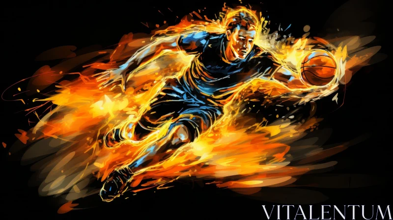 Energetic Basketball Player in Action AI Image