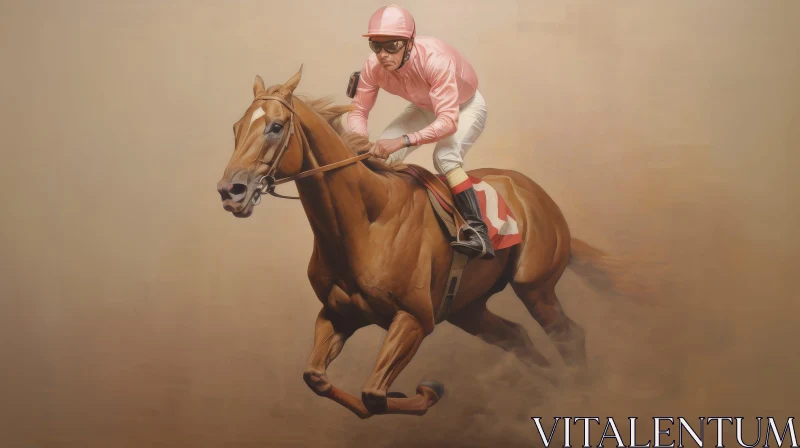 Energetic Horse Racing Oil Painting AI Image