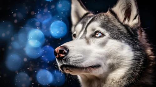 Siberian Husky Dog - Blue Eyes and Fluffy Coat