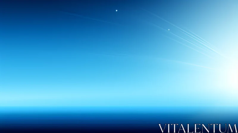 Tranquil Blue Gradient Background with White Spot AI Image