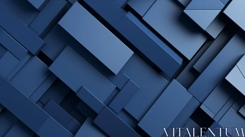 Abstract Geometric 3D Rendering - Dark Blue Blocks AI Image