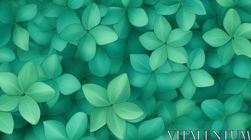 AI ART Green Hydrangea Floral Pattern
