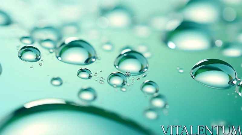 Green Water Drops Close-up AI Image