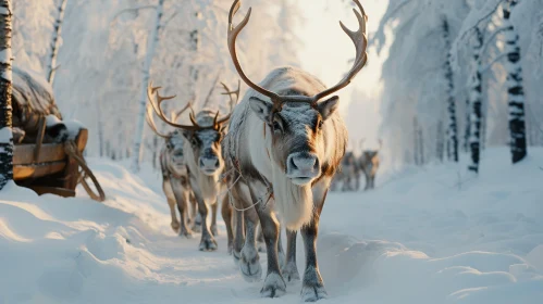 Majestic Reindeer in Snowy Landscape