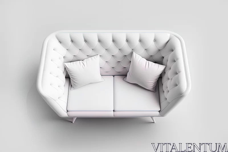 Quirky Futuristic White Leather Couch with Pillows on Gray Background AI Image