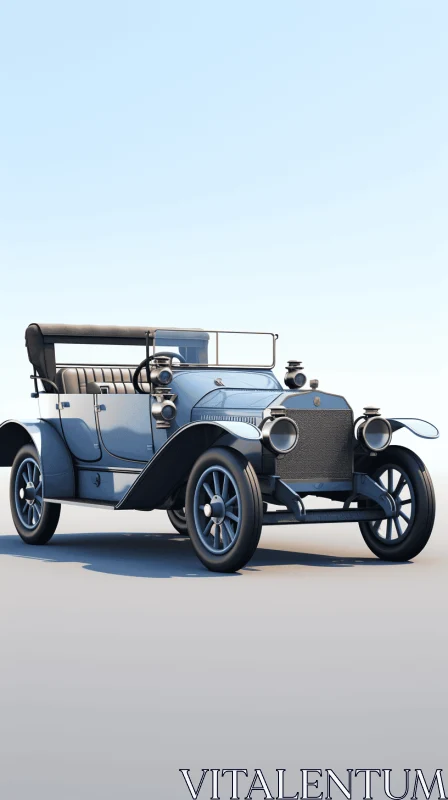 Vintage Silver Car Rendered in 3D | 1900-1917 Era AI Image