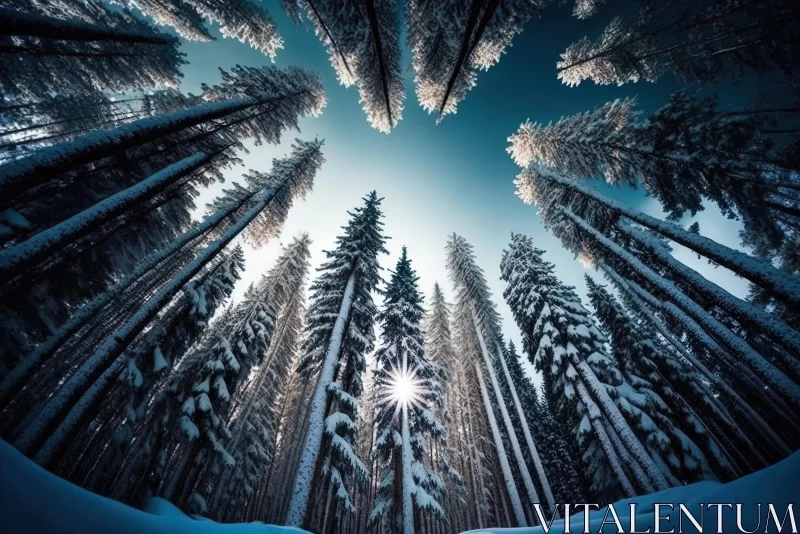 Winter Forest with Sunlight: A Serene and Playful Capture of Nature AI Image
