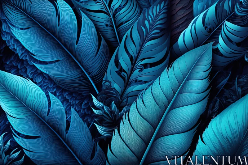 Captivating Blue Feathers Painting | Hyper-Detailed Nature-Inspired Art AI Image