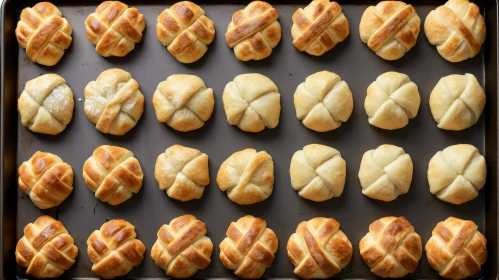 Delicious Golden Brown Bread Rolls on Baking Sheet