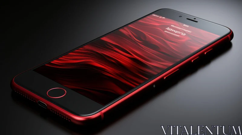 Red Smartphone Render - Technology Showcase AI Image