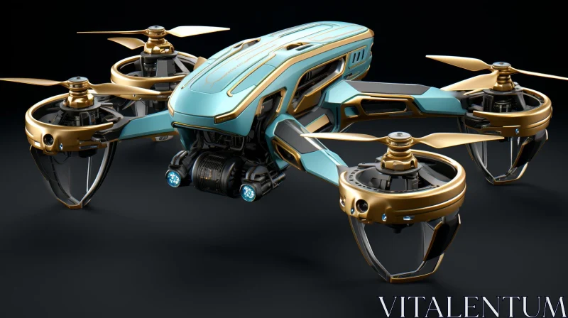 AI ART Sleek Futuristic Drone with Gold Accents