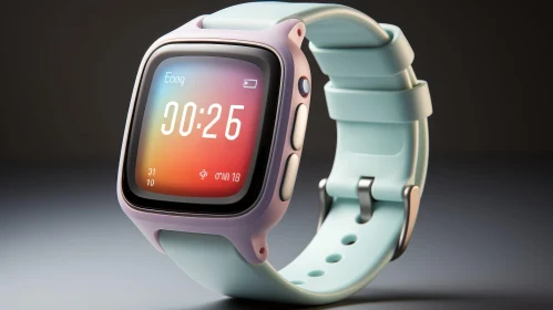 Square Face Smartwatch 3D Rendering in Pink and Blue