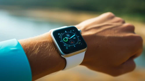 White Apple Watch with Nature Background | 10:08 Display