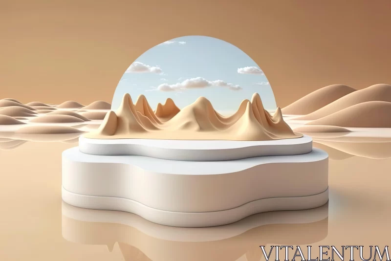 Captivating Abstract Desert Landscape in Glass Dome AI Image