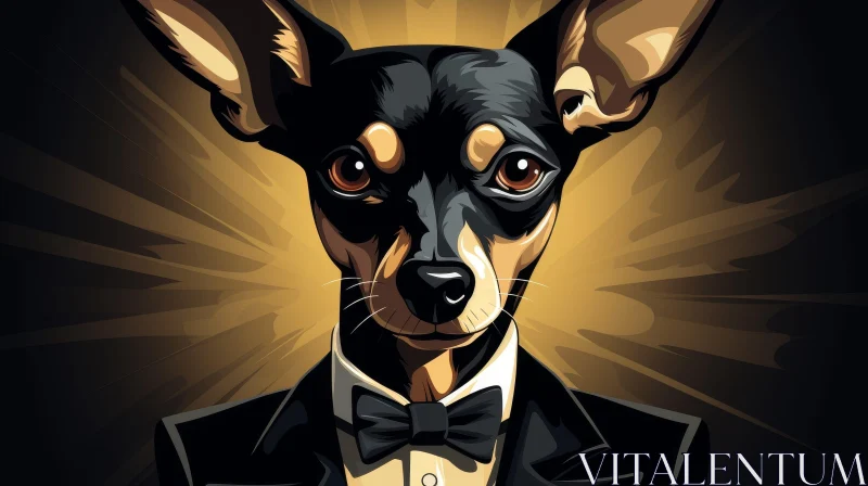Chihuahua Dog in Tuxedo Digital Painting AI Image