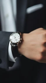 Elegant Man's Fashion Wristwatch in Black Suit