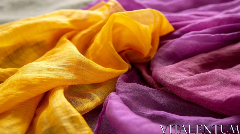 AI ART Elegant Yellow and Purple Fabric Close-up