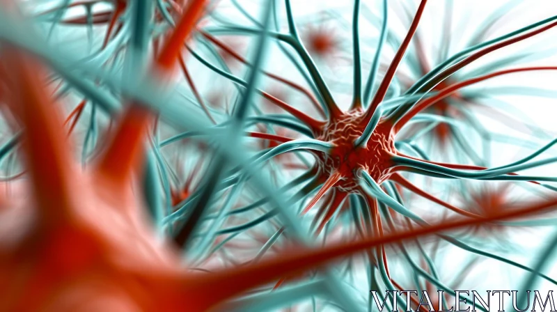 Intriguing 3D Illustration of a Neuron in the Nervous System AI Image