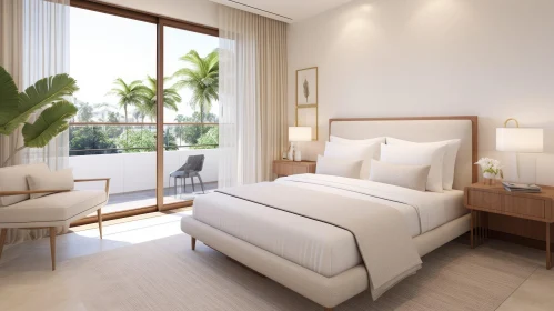 Modern Bedroom 3D Rendering with Minimalist Decor