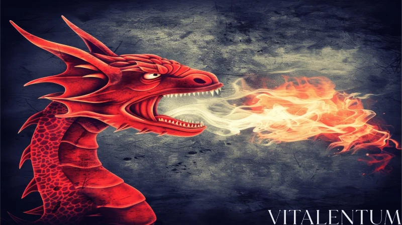 AI ART Red Dragon Digital Painting - Fantasy Artwork