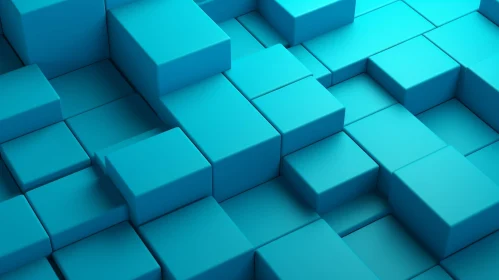 Blue Cubes 3D Render - Minimalist Modern Design