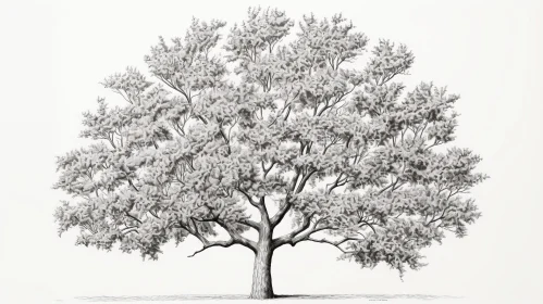 Detailed Black and White Tree Drawing