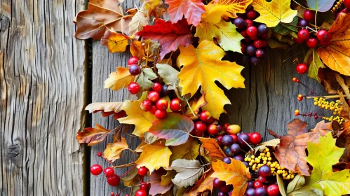 Fall Season Wreath - Autumn Leaves and Berries