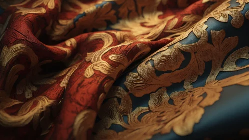 Luxurious Red and Gold Floral Pattern Fabric