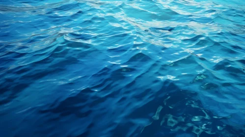 Ocean Surface Close-Up: Blue Water and Sunlight Reflection