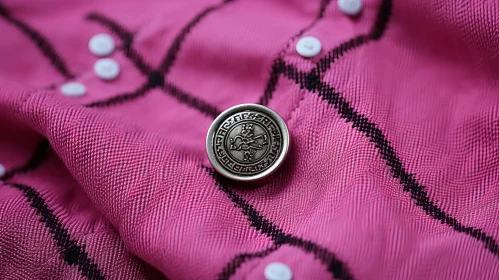 Pink Fabric with Black Stripes and White Buttons