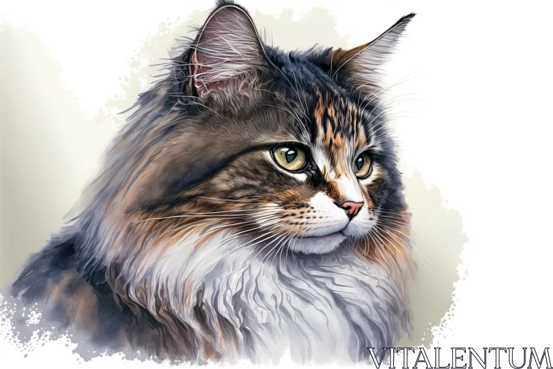 Realistic Painting of a Cat with Brown Eyes AI Image