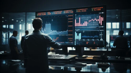 Stock Traders Monitoring Market on Computer Screens