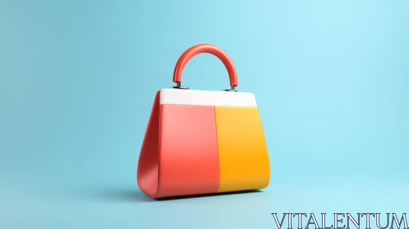 Stylish Red and Yellow Handbag on Blue Background AI Image