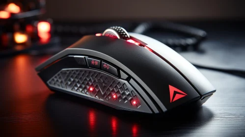 Black and Gray Gaming Mouse with Red LED Lights