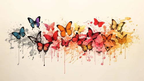 Colorful Butterflies Watercolor Painting