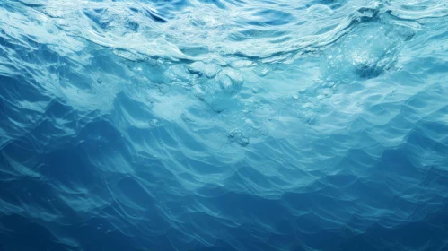 Deep Blue Underwater Scene with Ripples and Bubbles