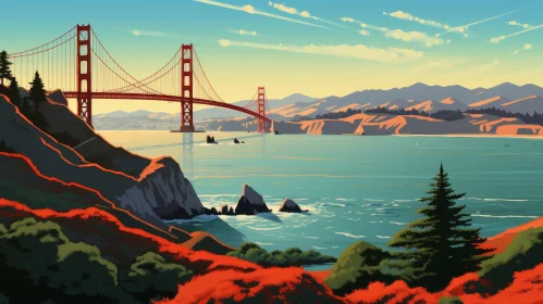 Golden Gate Bridge in San Francisco - Serene Landscape View
