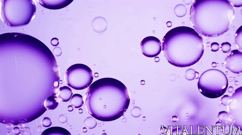 Purple Bubbles Floating in Clear Liquid AI Image