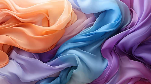 Silk Scarf Flowing Texture in Blue, Purple, Peach