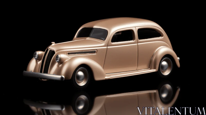 AI ART Vintage Gold Car on Black Background - Works Progress Administration Style