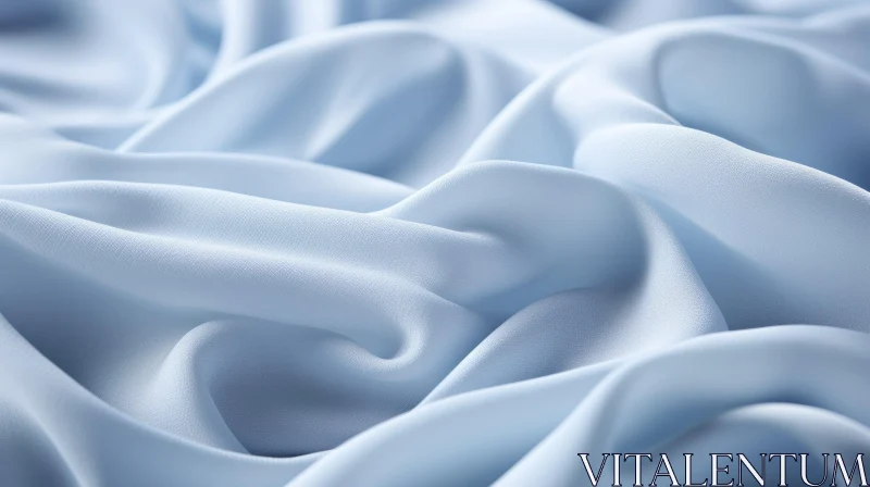Blue Silk Fabric Texture Close-Up AI Image