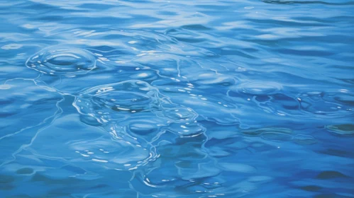 Blue Water Surface Painting with Sun Reflection
