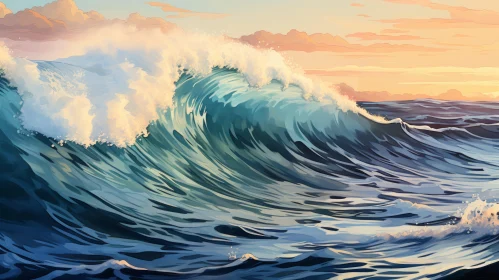Crashing Wave Digital Painting - Nature Seascape Art