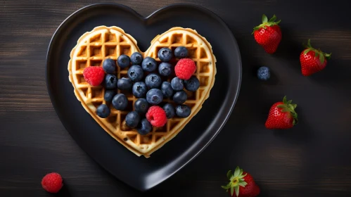 Delicious Heart-Shaped Waffle with Berries