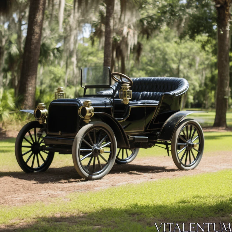 Elegant Antique Car on Rustic Dirt Path | Southern Countryside AI Image