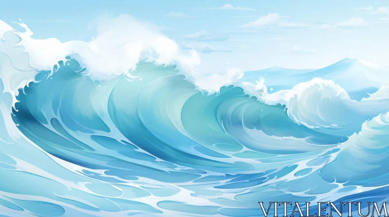 Powerful Sea Waves Painting AI Image