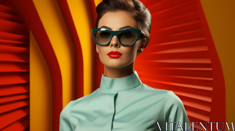 Serious Woman Portrait with Sunglasses AI Image