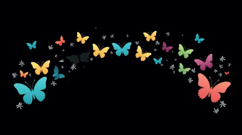 Colorful Butterflies on Black Background - Delicate Spring/Summer Image