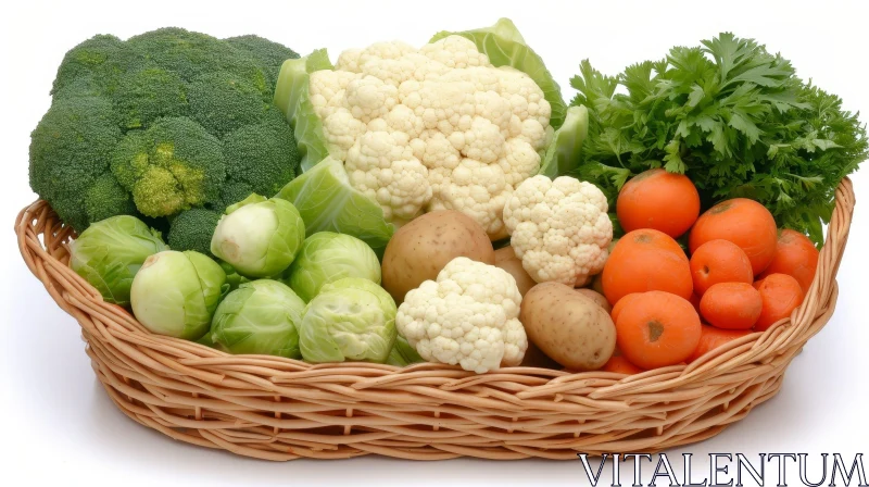 AI ART Assorted Freshly-Harvested Vegetables in Wicker Basket
