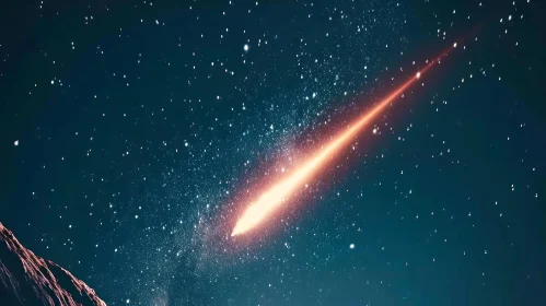 Bright Meteor Streaking Across Night Sky